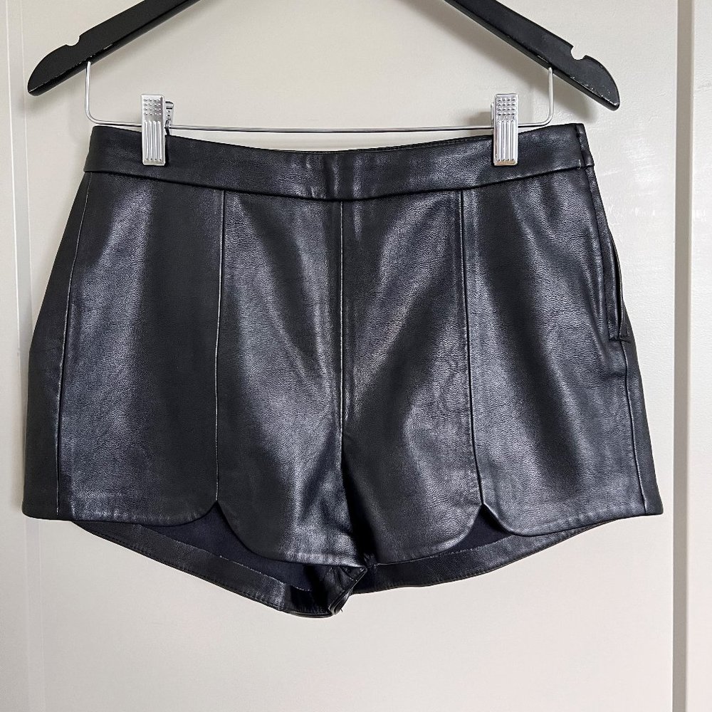 H&M Black Faux Leather Shorts